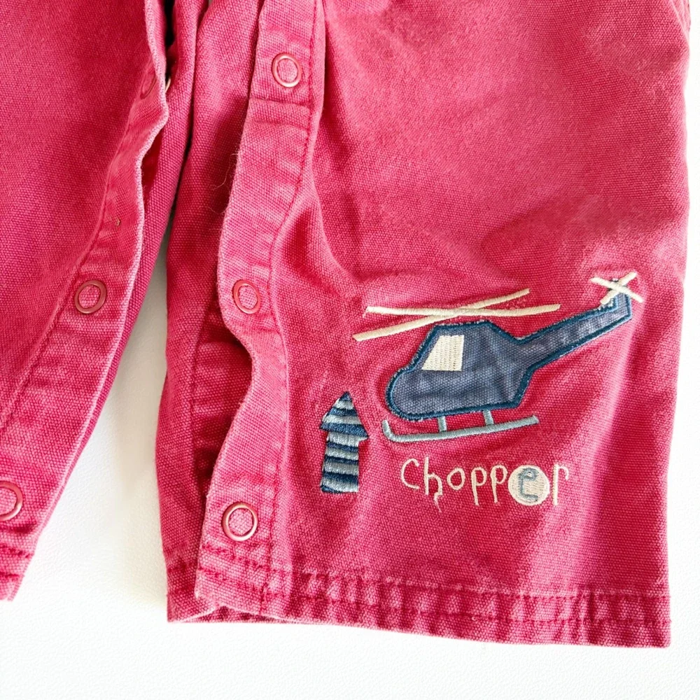 Carters Baby Vintage Helicopter Chopper Canvas Workwear Style Overalls 12-18M
